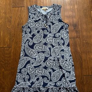 Michael Kors Navy and White Paisley Dress